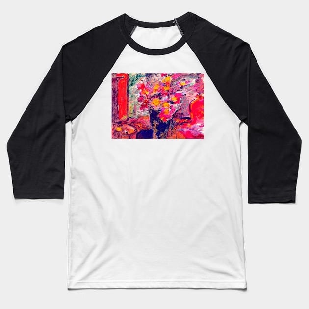 'Flower Vase' by Lovis Corinth REMASTERED TECHNICOLOR Baseball T-Shirt by FineArtMaster